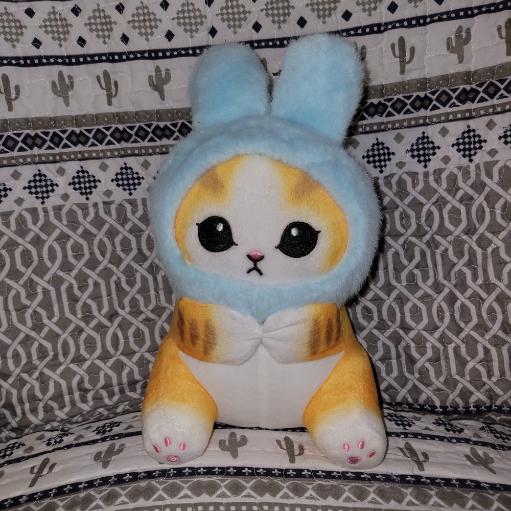 Adorable Blue and White Plush Kitten As  Bunny